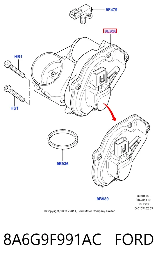 Дросільна заслінка 8A6G9F991AC Ford