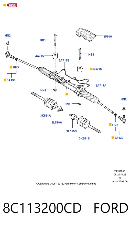 Рульова рейка 8C113200CD Ford