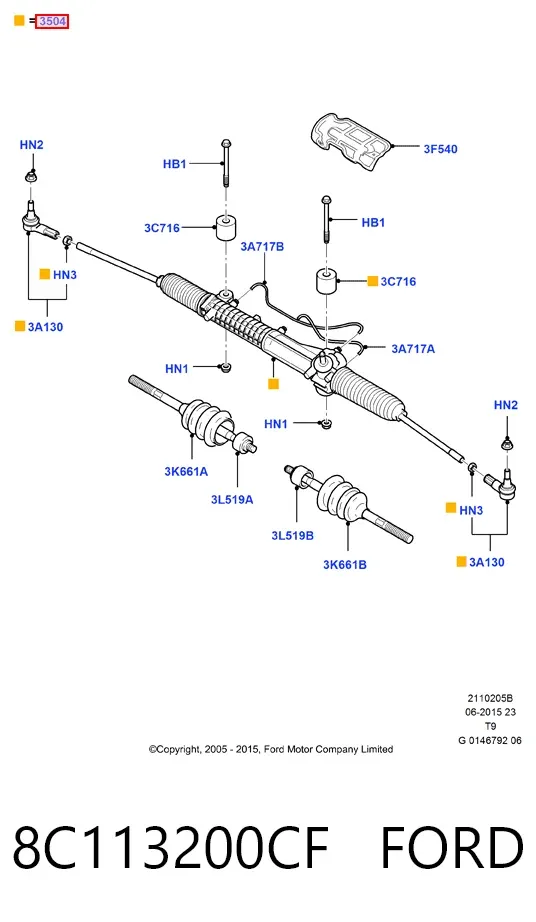 Рульова рейка 8C113200CF Ford