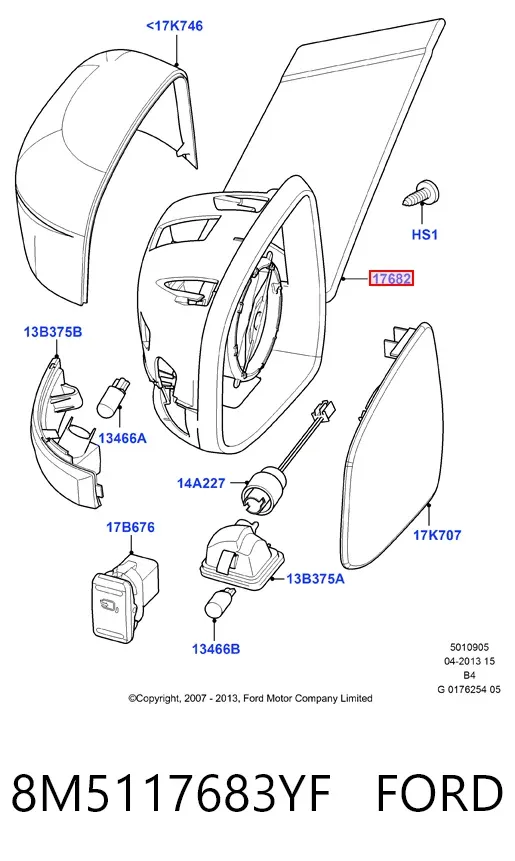 Ліве бокове дзеркало 8M5117683YF Ford