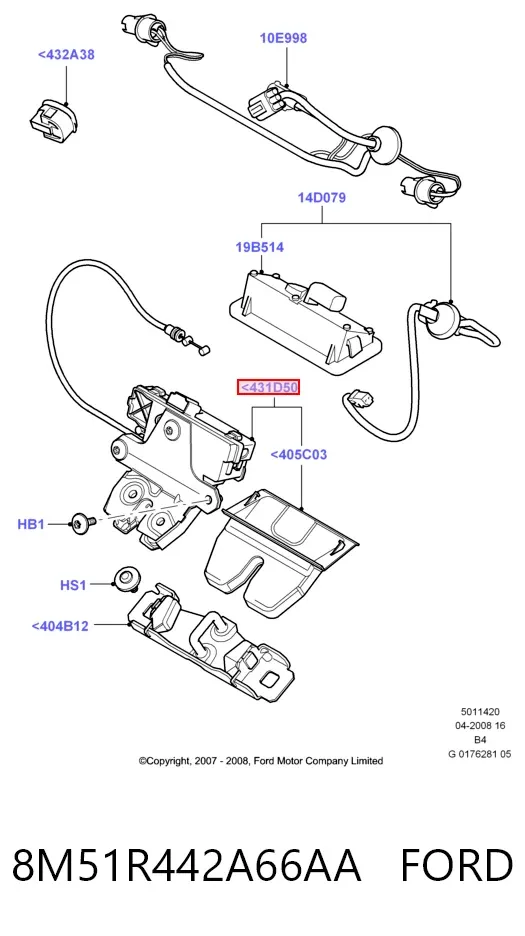 Замок багажника 8M51R442A66AA Ford