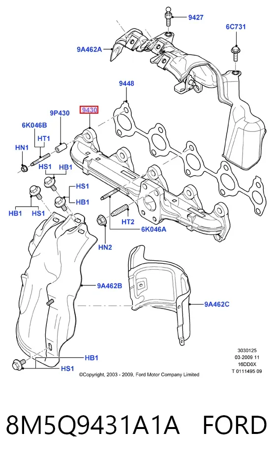Випускний колектор 8M5Q9431A1A Ford