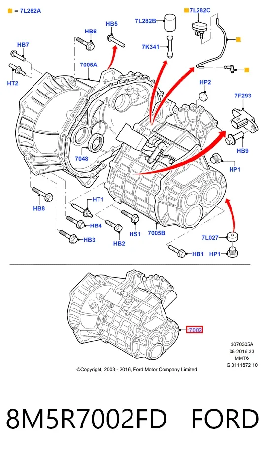 Коробка передач 8M5R7002FD Ford