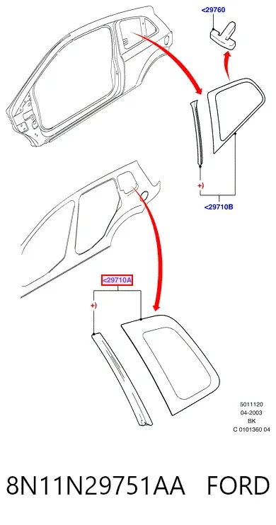 Скло багажного відсіку, ліве 8N11N29751AA Ford