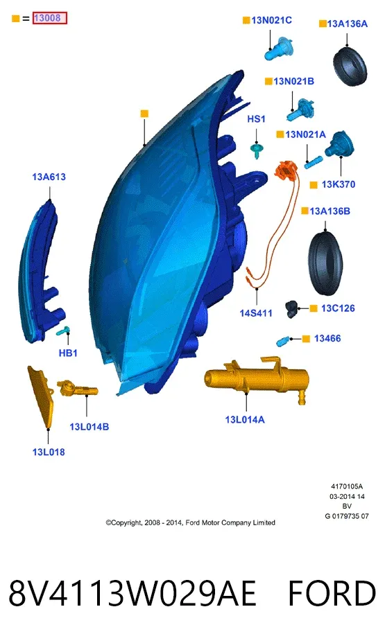 Фара права 8V4113W029AE Ford