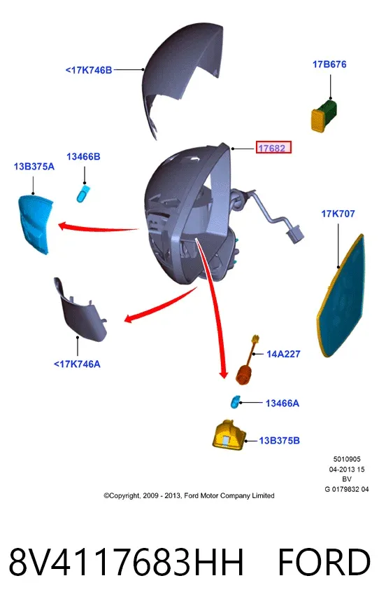 Ліве бокове дзеркало 8V4117683HH Ford