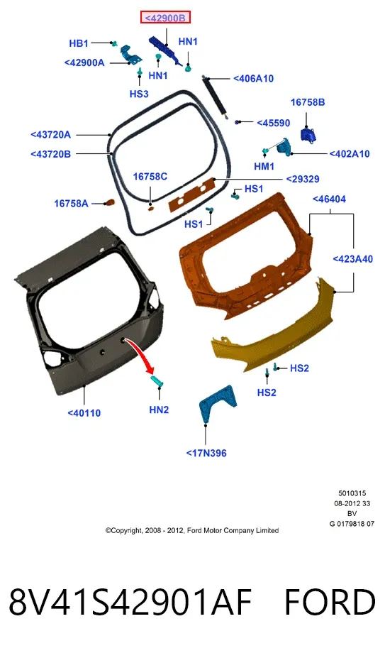 Петля кришки багажника 8V41S42901AF Ford