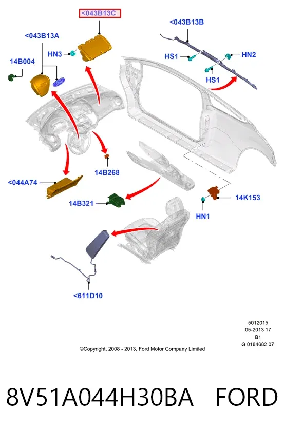 Подушка безпеки, пасажирська, AIRBAG 8V51A044H30BA Ford