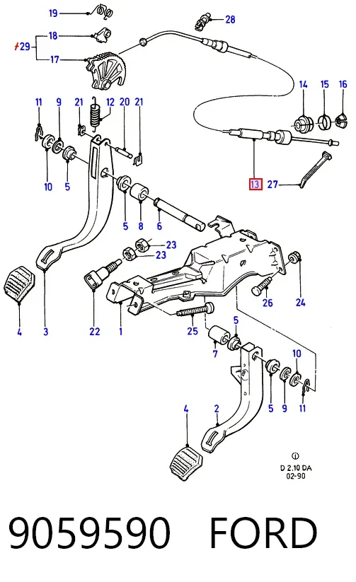 Трос зчеплення 9059590 Ford