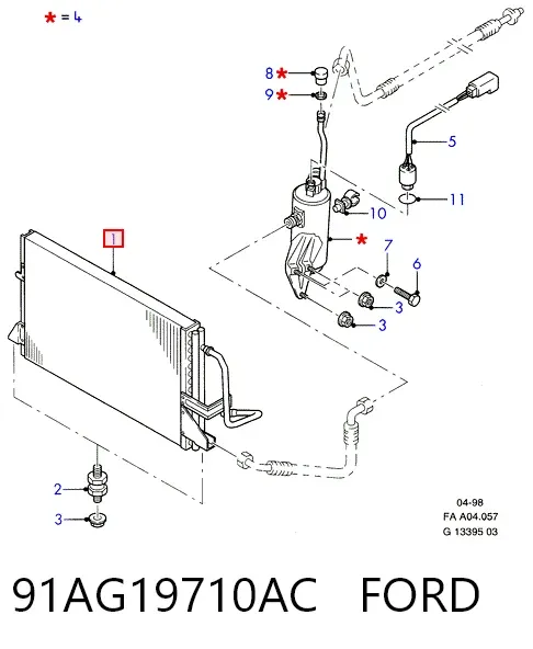 Радіатор кондиціонера 91AG19710AC Ford