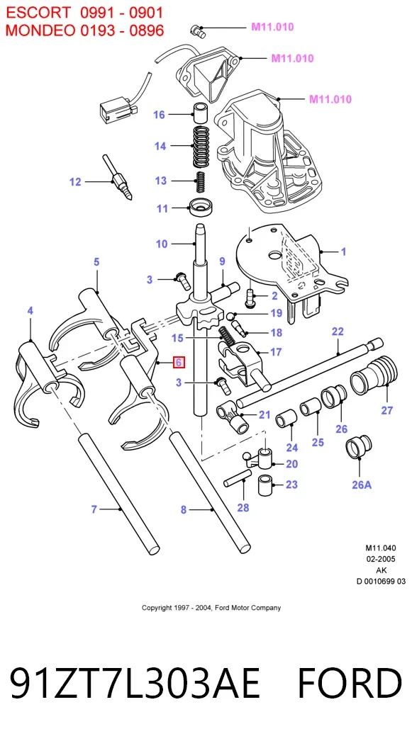 Вилка включення 5-ї передачі 91ZT7L303AE Ford