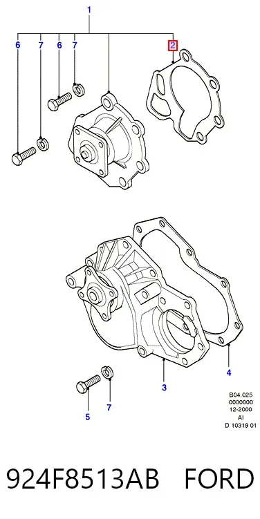 Прокладка водяної помпи 924F8513AB Ford