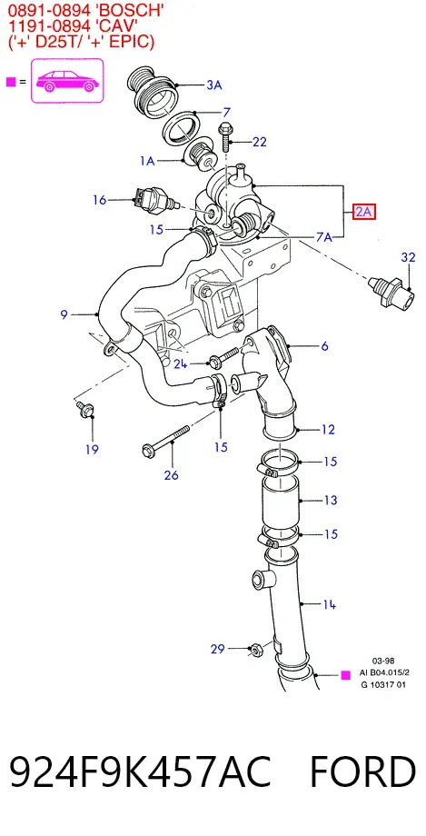 Корпус термостата 924F9K457AC Ford