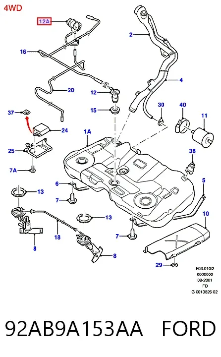 Клапан вентиляції газів паливного бака 92AB9A153AA Ford