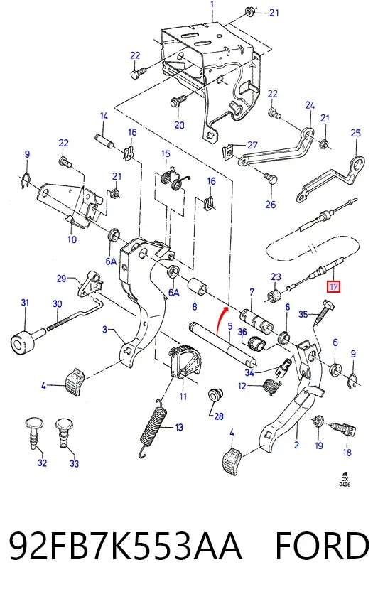 Трос зчеплення 92FB7K553AA Ford