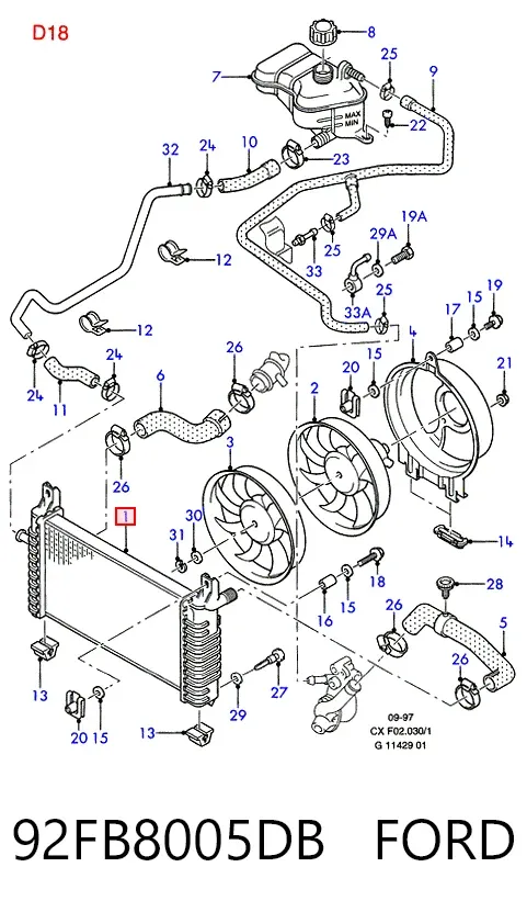 Радіатор 92FB8005DB Ford