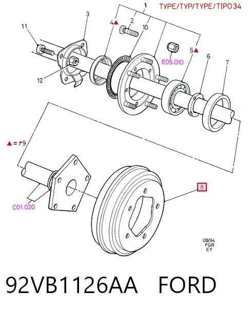 Барабан гальмівний задній 92VB1126AA Ford