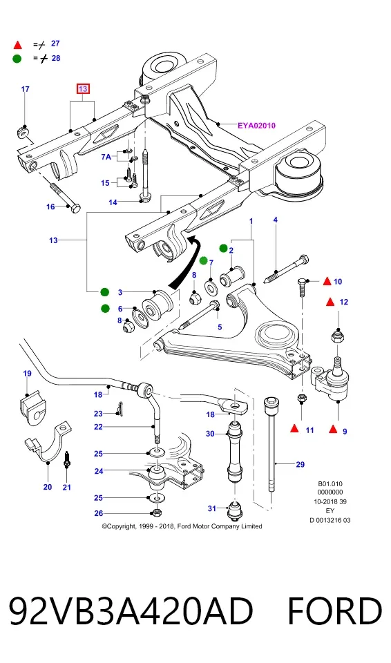 Кронштейн передньої балки 92VB3A420AD Ford