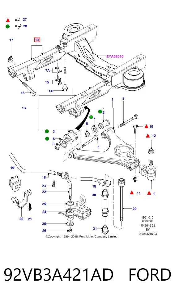 Кронштейн передньої балки 92VB3A421AD Ford