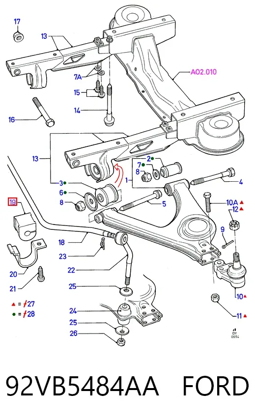 Втулка переднього стабілізатора 92VB5484AA Ford