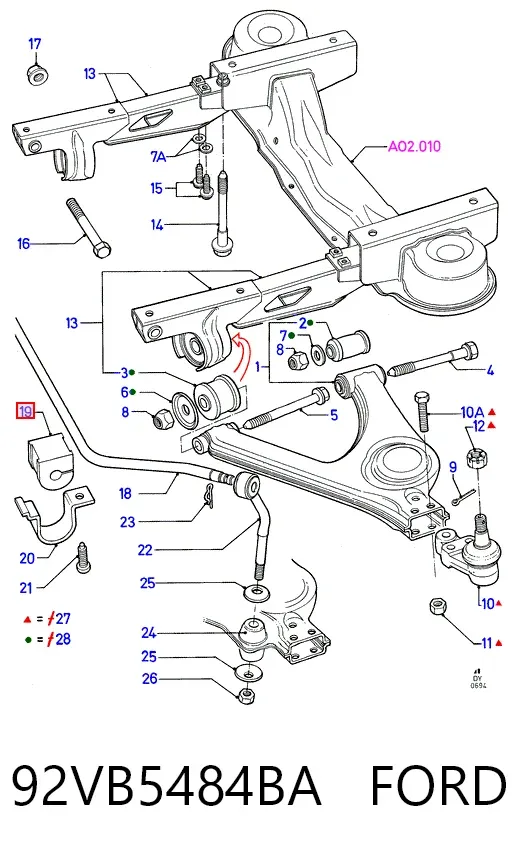 Втулка переднього стабілізатора 92VB5484BA Ford