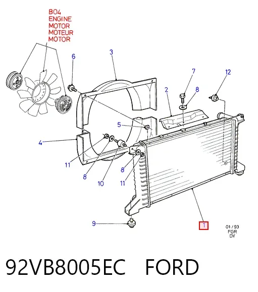 Радіатор 92VB8005EC Ford