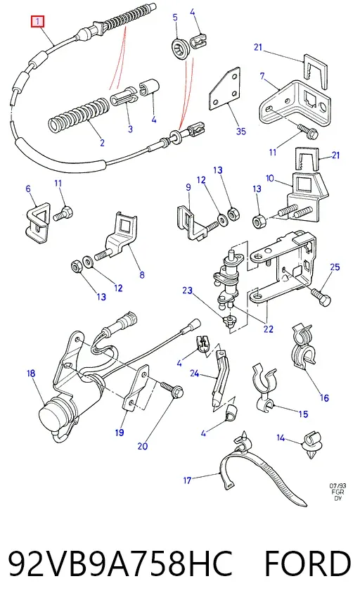 Трос газу 92VB9A758HC Ford