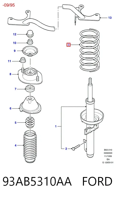 Пружина передня 93AB5310AA Ford