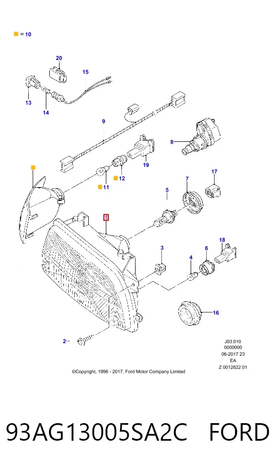Фара права 93AG13005SA2C Ford