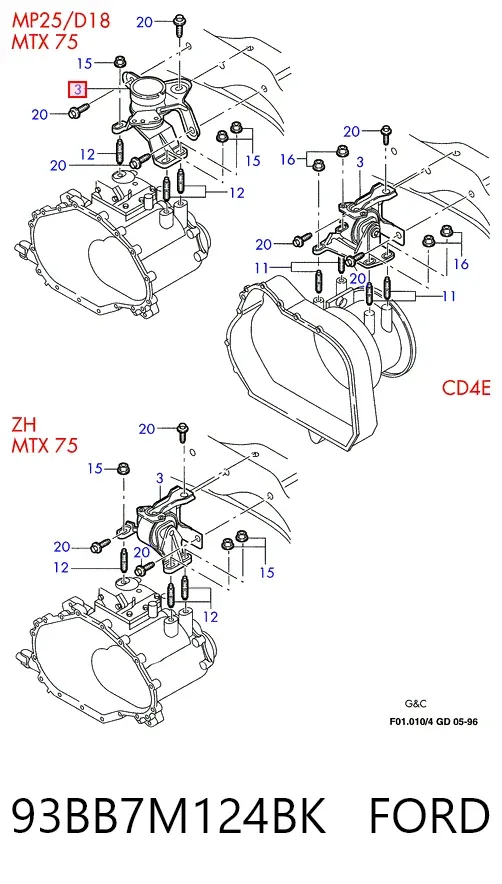Подушка (опора) двигуна, ліва 93BB7M124BK Ford