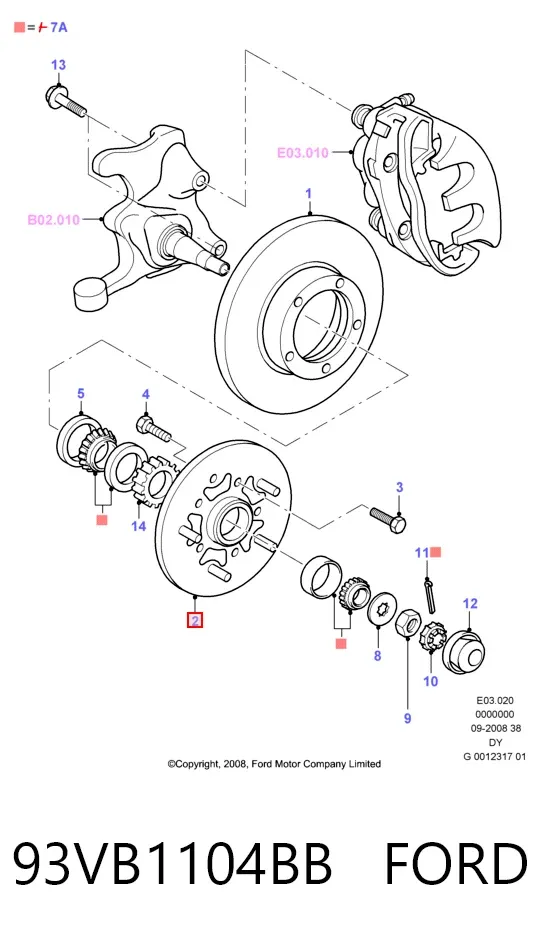 Передня маточина 93VB1104BB Ford