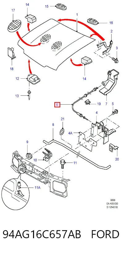 Трос капота 94AG16C657AB Ford