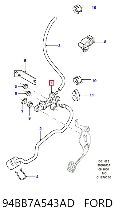 Головний циліндр зчеплення 94BB7A543AD Ford