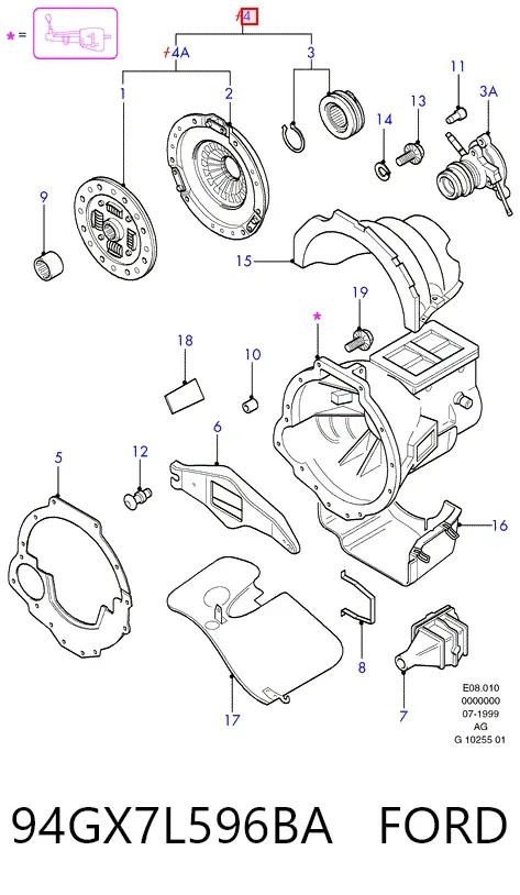 Зчеплення 94GX7L596BA Ford