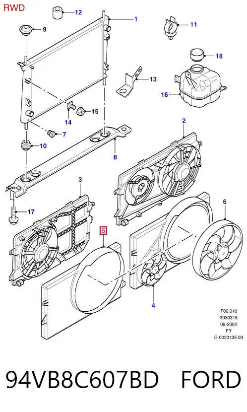 Вентилятор/крильчатка радіатора охолодження 94VB8C607BD Ford