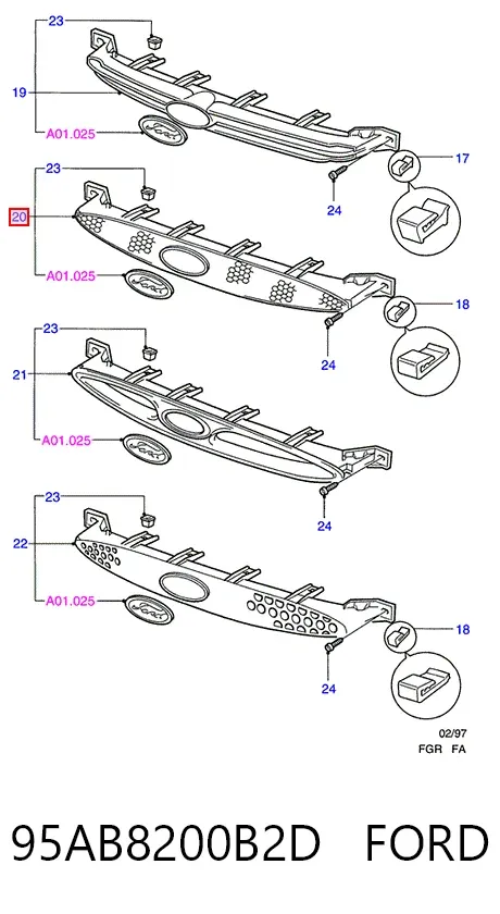Решітка радіатора 95AB8200B2D Ford