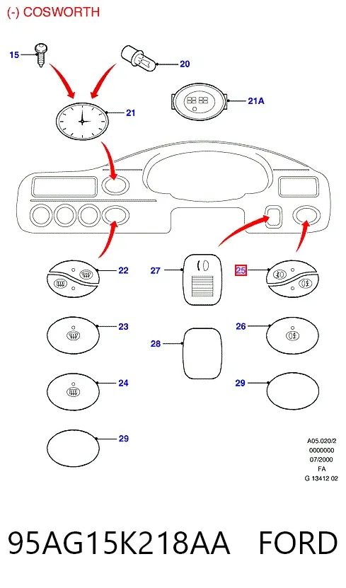 Кнопка вмикання протитуманних фар 95AG15K218AA Ford