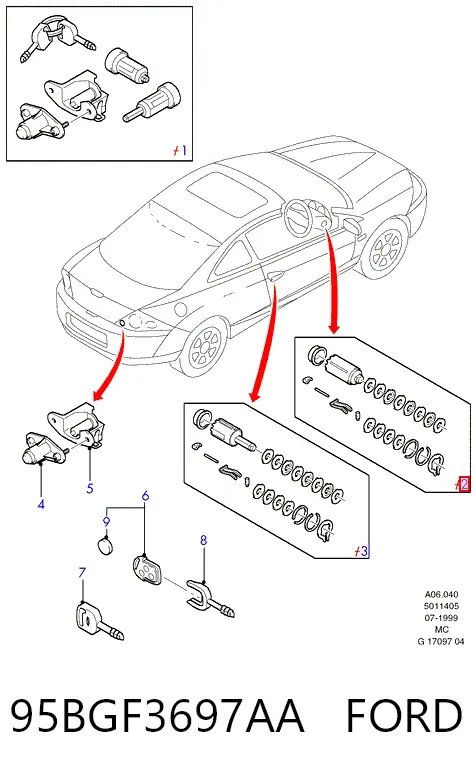 Личинка замка запалювання 95BGF3697AA Ford