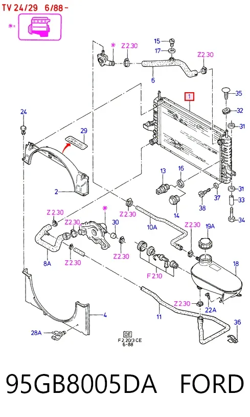 Радіатор 95GB8005DA Ford