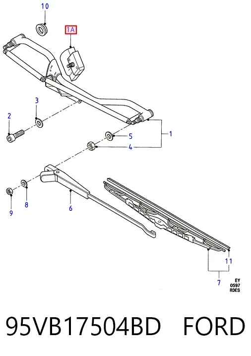 Двигун склоочисника лобового скла (трапеції) 95VB17504BD Ford
