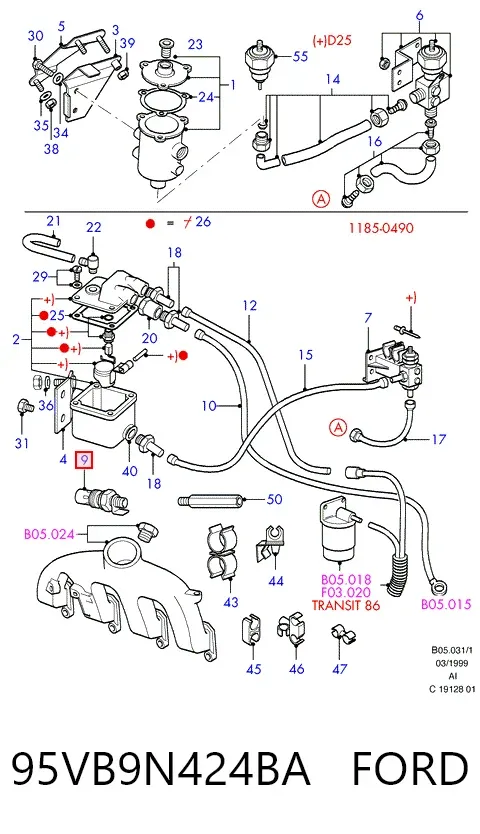Свічка накалу 95VB9N424BA Ford