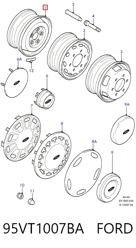 Диск колісний стальний (штампований) 95VT1007BA Ford