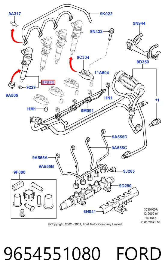Паливні форсунки 9654551080 Ford