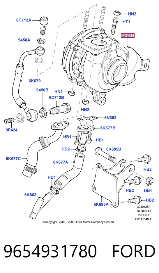 Турбіна 9654931780 Ford
