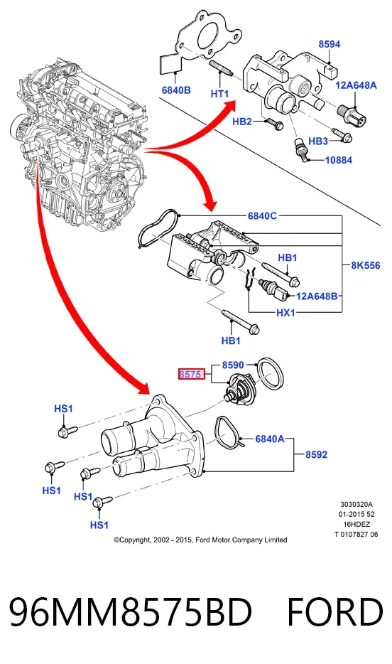 Термостат 96MM8575BD Ford