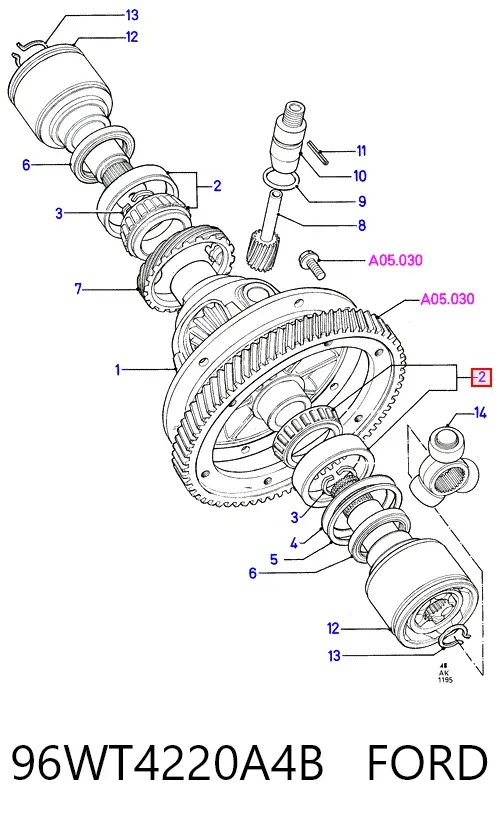 Підшипник піввісі переднього моста 96WT4220A4B Ford