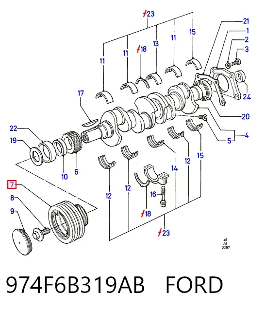 Шків колінвала 974F6B319AB Ford