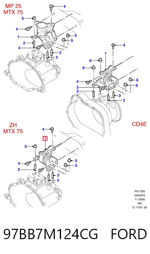 Подушка (опора) двигуна, ліва 97BB7M124CG Ford