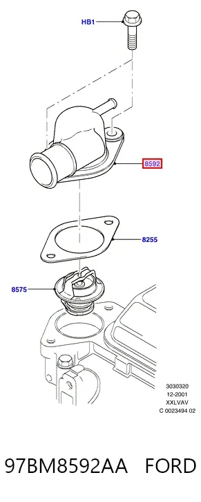 Кришка термостата 97BM8592AA Ford
