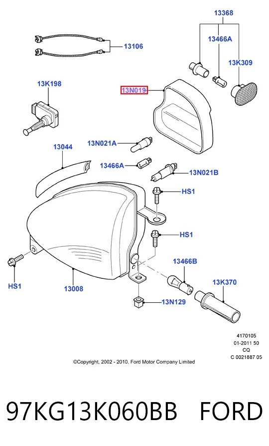 Фара ліва 97KG13K060BB Ford